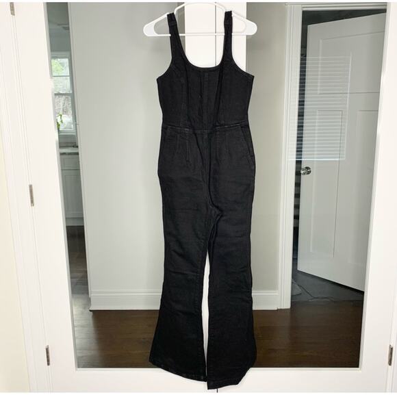 Madewell Denim Flare Leg Jumpsuit in Bonner Wash Black Size 0 NWOT Sleeveless - Picture 12 of 16